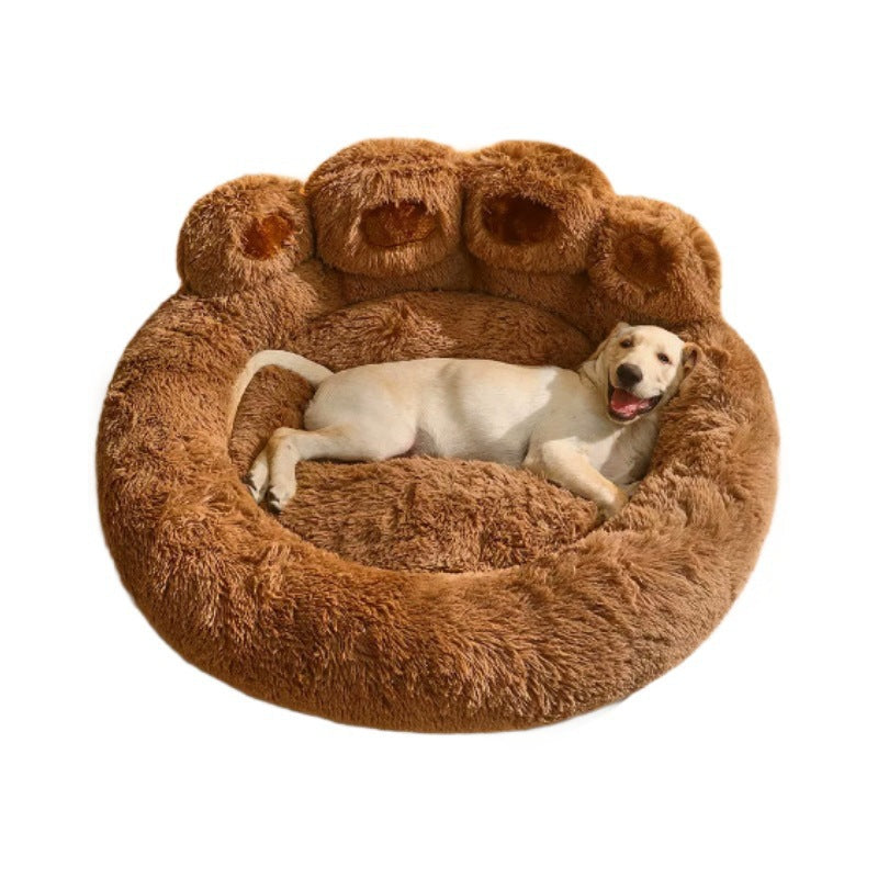 Modern Round Claw-Shaped Cat Bed in Arctic Velvet Plush – Ultra-Soft Polyester Fiber Pet Bed for Bedroom