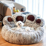 Modern Round Claw-Shaped Cat Bed in Arctic Velvet Plush – Ultra-Soft Polyester Fiber Pet Bed for Bedroom