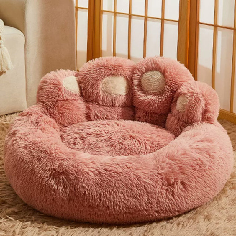 Modern Round Claw-Shaped Cat Bed in Arctic Velvet Plush – Ultra-Soft Polyester Fiber Pet Bed for Bedroom