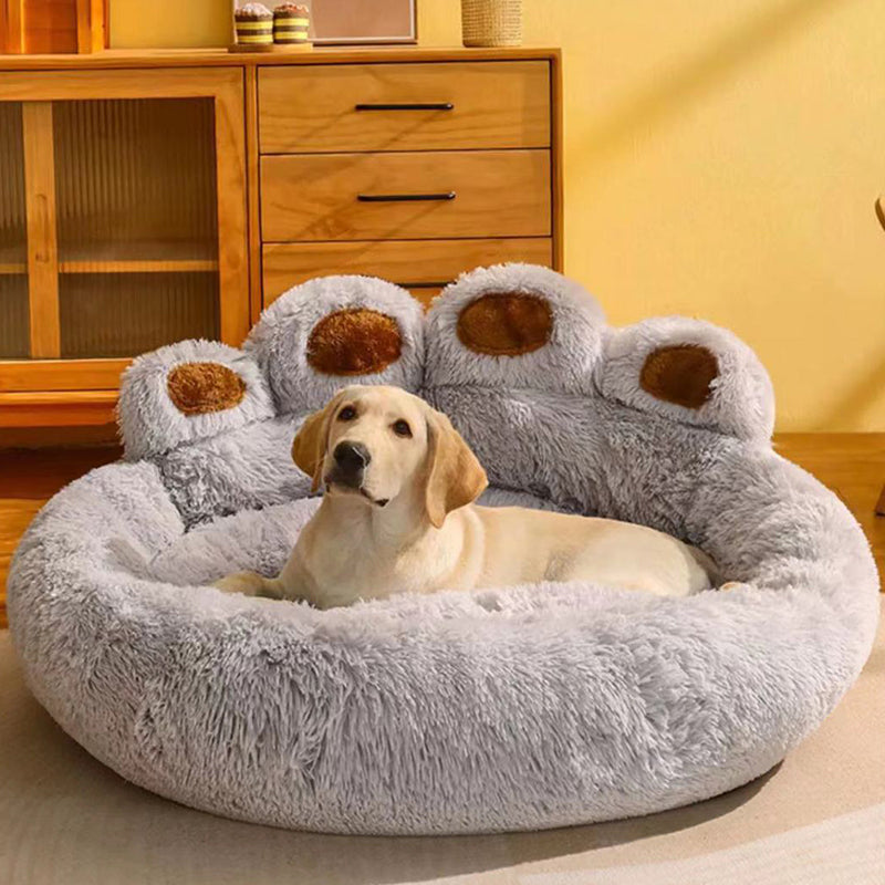 Modern Round Claw-Shaped Cat Bed in Arctic Velvet Plush – Ultra-Soft Polyester Fiber Pet Bed for Bedroom