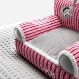 Cozy Modern Minimalist Rectangular Striped Fleece Pet Bed with Accent Chair-Style Backrest and Armrests for Living Room