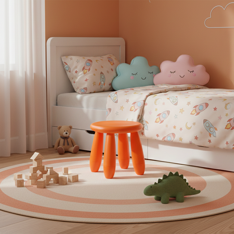 Modern Minimalist Cylindrical Kids' PP Low Stool - Backless, Armless for Living Room