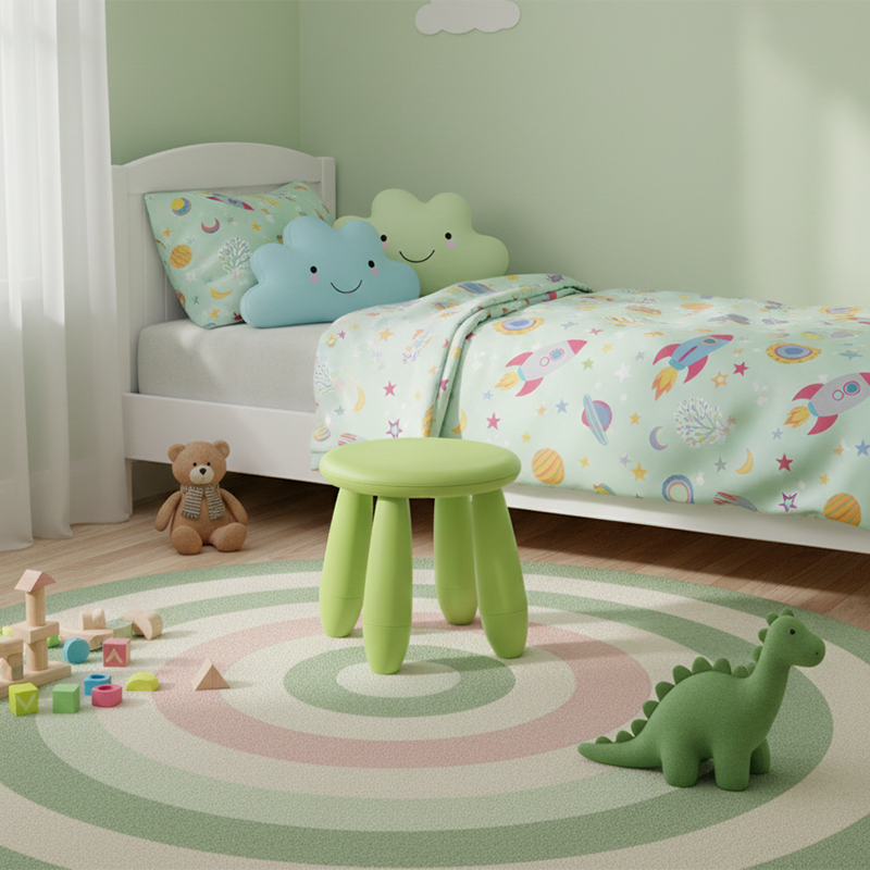 Modern Minimalist Cylindrical Kids' PP Low Stool - Backless, Armless for Living Room