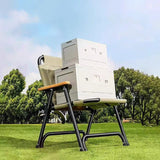 Modern Minimalist Folding Camping Chair – Rectangular Diamond-Pattern Oxford Fabric, Carbon Steel Frame, Beech Wood Backrest & Armrests, Ideal for Garden
