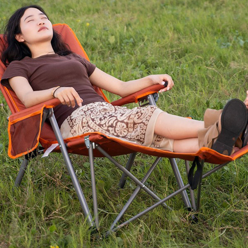 Modern Minimalist Rectangular Foldable Camping Chair with Steel Frame and Oxford Fabric, Backrest & Armrests – Ideal for Garden