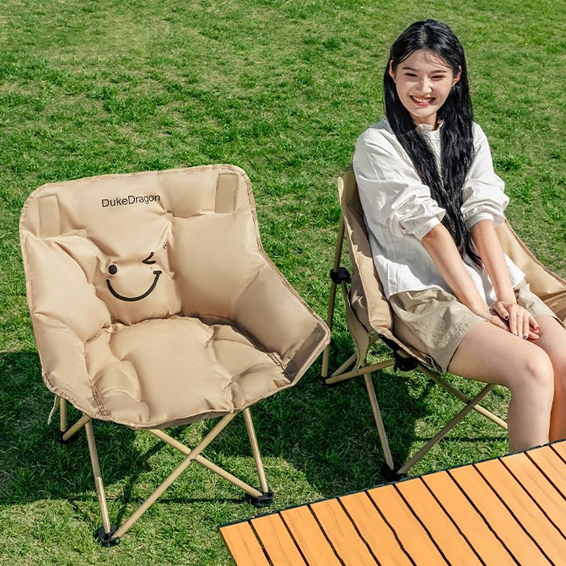 Modern Minimalist Foldable Camping Chair — Rectangular Carbon Steel Frame, Oxford Fabric Seat, Backrest and Armless Design for Garden