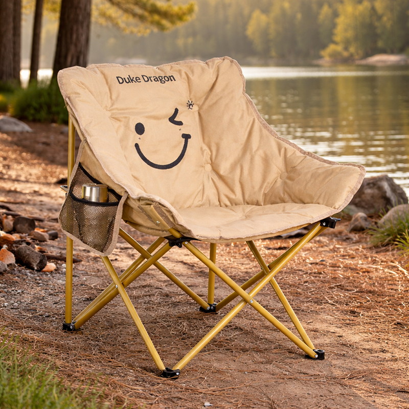 Modern Minimalist Foldable Camping Chair — Rectangular Carbon Steel Frame, Oxford Fabric Seat, Backrest and Armless Design for Garden