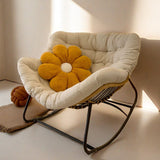 Modern Minimalist Curved Bird's Nest Rocking Chair - Armless with Carbon Steel Frame, Linen-Blend Tech Fabric & PE Rattan, for Living Room