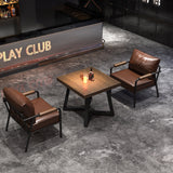 Rectangular Contemporary Industrial PU Leather Sofa Backrest & Armrest with Carbon Steel Frame – Modern Living Room