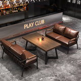 Rectangular Contemporary Industrial PU Leather Sofa Backrest & Armrest with Carbon Steel Frame – Modern Living Room