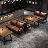 Rectangular Contemporary Industrial PU Leather Sofa Backrest & Armrest with Carbon Steel Frame – Modern Living Room