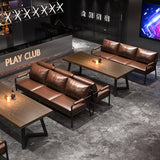 Rectangular Contemporary Industrial PU Leather Sofa Backrest & Armrest with Carbon Steel Frame – Modern Living Room