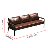 Rectangular Contemporary Industrial PU Leather Sofa Backrest & Armrest with Carbon Steel Frame – Modern Living Room