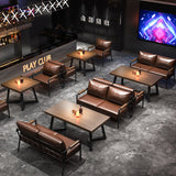 Rectangular Contemporary Industrial PU Leather Sofa Backrest & Armrest with Carbon Steel Frame – Modern Living Room