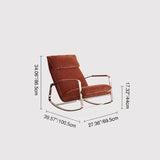 Modern Minimalist Chenille Fabric Rocking Chair with Curved Rectangular Design, Solid Wood & Multi-Layer Plywood Frame, Stainless Steel Accents, Backrest and Armrests for Living Room