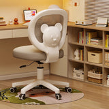 Bear-Shaped Kids Desk Chair with Curved Ergonomic Design, Mesh Back, Fabric Seat, PP Frame with Wood Accents, Height-Adjustable, Armrests for Home Office