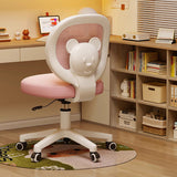 Bear-Shaped Kids Desk Chair with Curved Ergonomic Design, Mesh Back, Fabric Seat, PP Frame with Wood Accents, Height-Adjustable, Armrests for Home Office