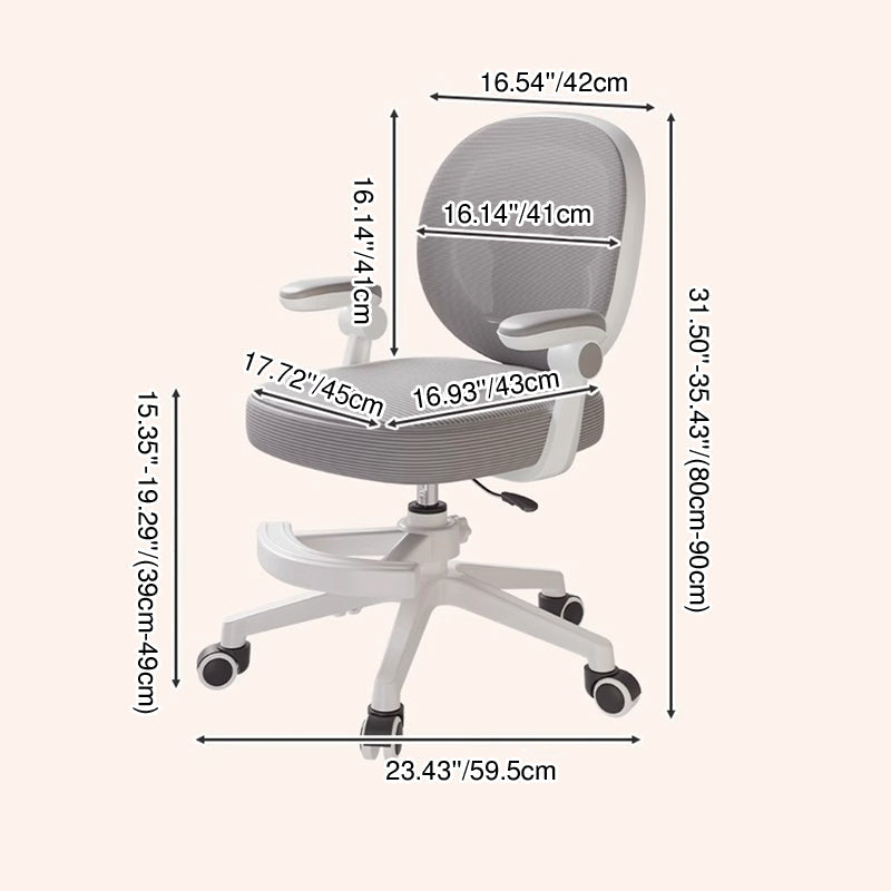 Bear-Shaped Kids Desk Chair with Curved Ergonomic Design, Mesh Back, Fabric Seat, PP Frame with Wood Accents, Height-Adjustable, Armrests for Home Office