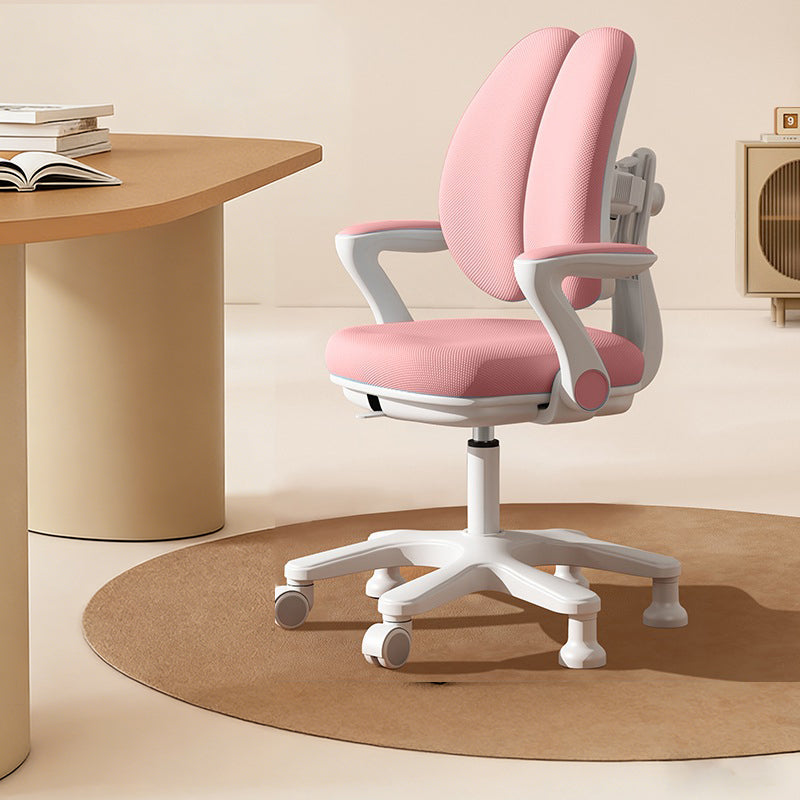 Contemporary Kids Desk Chair with Curved Rabbit-Ear Backrest, PP Mesh Fabric, Height-Adjustable, Armrests – Suitable for Home or Office