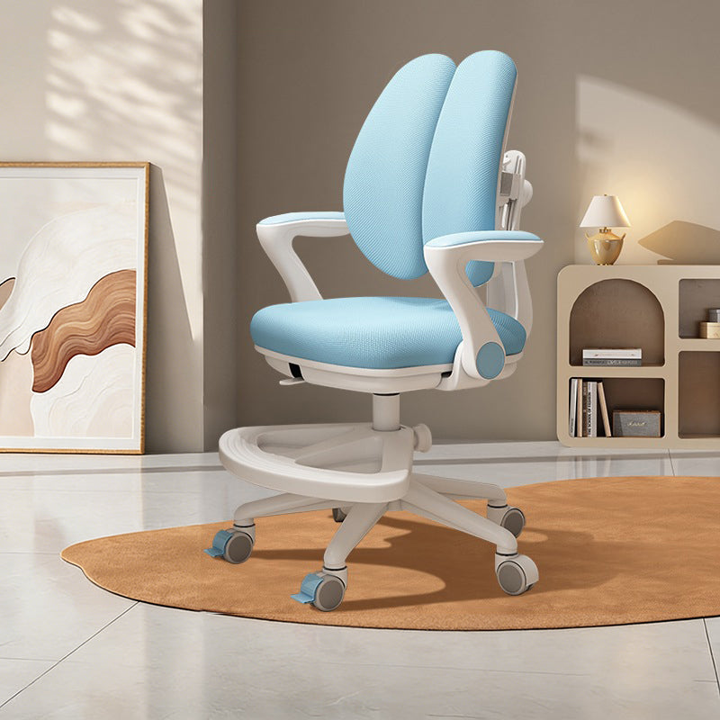 Contemporary Kids Desk Chair with Curved Rabbit-Ear Backrest, PP Mesh Fabric, Height-Adjustable, Armrests – Suitable for Home or Office