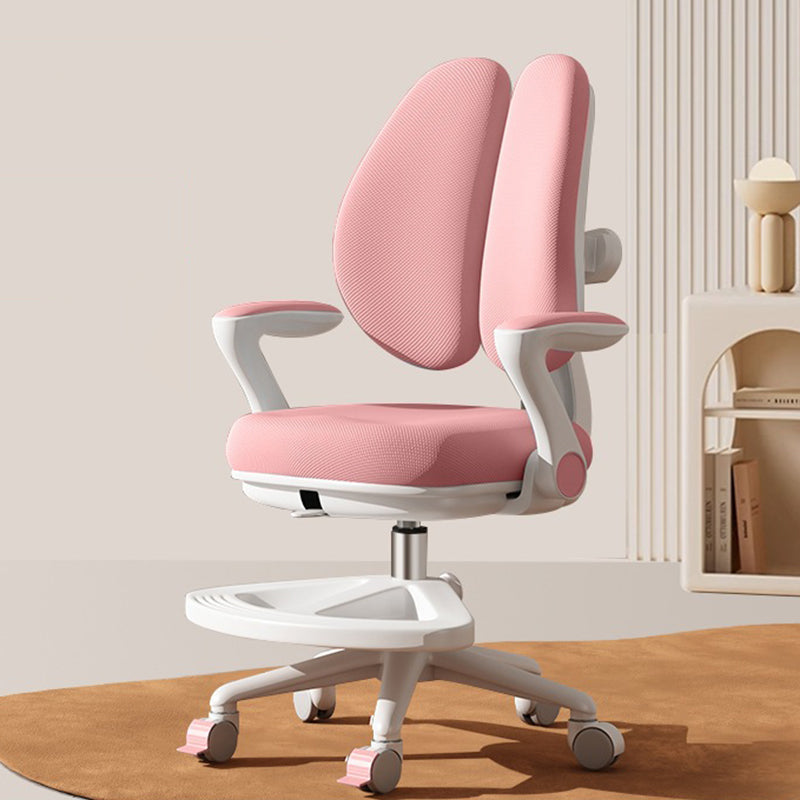 Contemporary Kids Desk Chair with Curved Rabbit-Ear Backrest, PP Mesh Fabric, Height-Adjustable, Armrests – Suitable for Home or Office