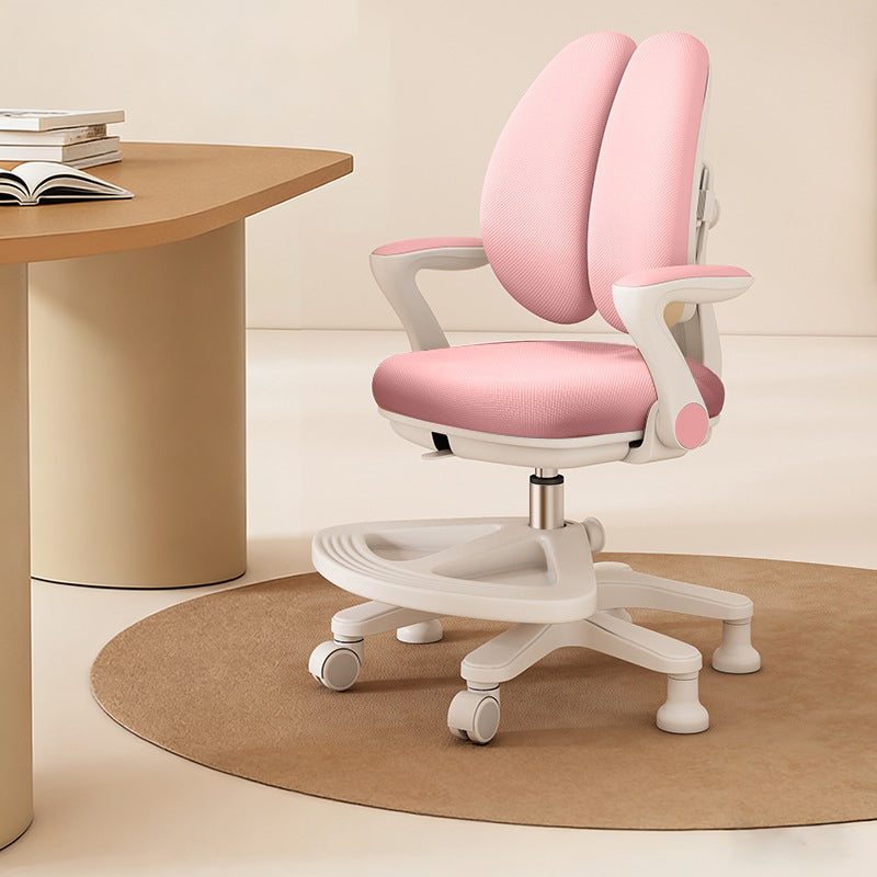 Contemporary Kids Desk Chair with Curved Rabbit-Ear Backrest, PP Mesh Fabric, Height-Adjustable, Armrests – Suitable for Home or Office