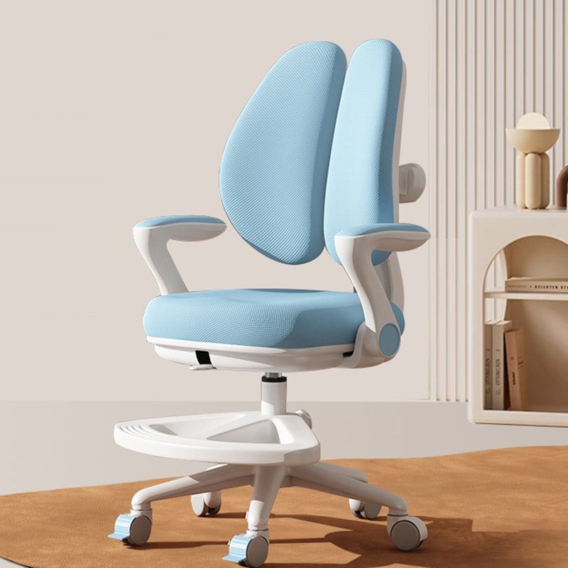Contemporary Kids Desk Chair with Curved Rabbit-Ear Backrest, PP Mesh Fabric, Height-Adjustable, Armrests – Suitable for Home or Office