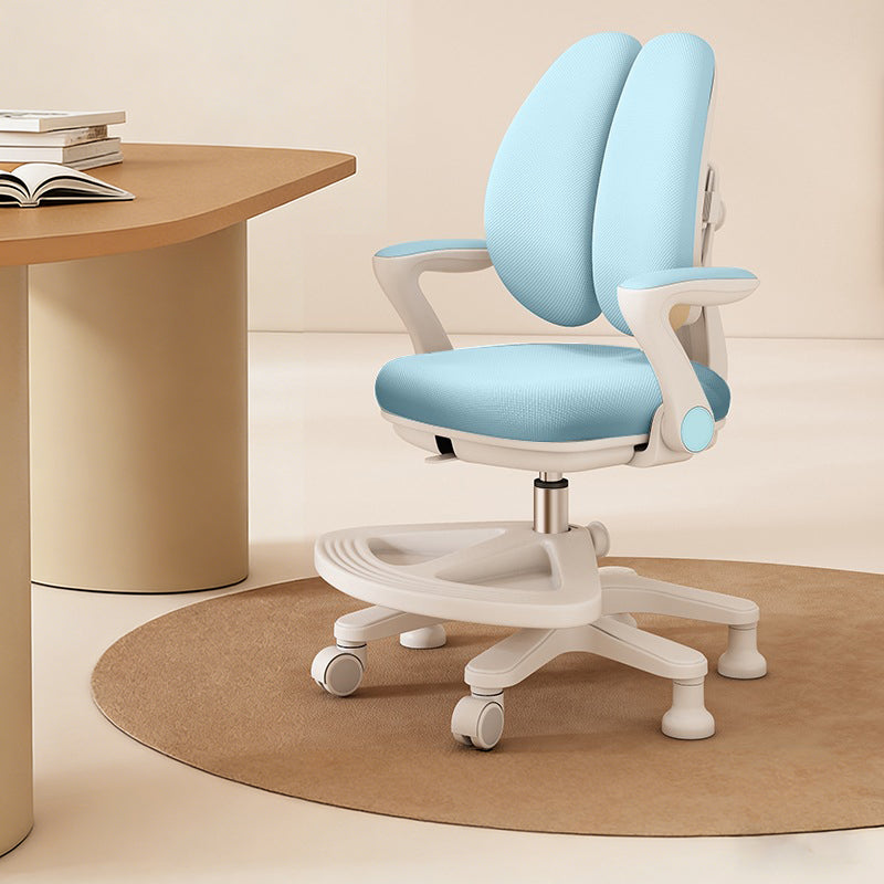 Contemporary Kids Desk Chair with Curved Rabbit-Ear Backrest, PP Mesh Fabric, Height-Adjustable, Armrests – Suitable for Home or Office