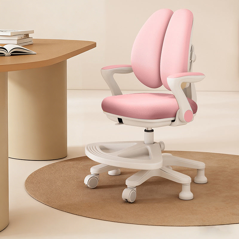 Contemporary Kids Desk Chair with Curved Rabbit-Ear Backrest, PP Mesh Fabric, Height-Adjustable, Armrests – Suitable for Home or Office