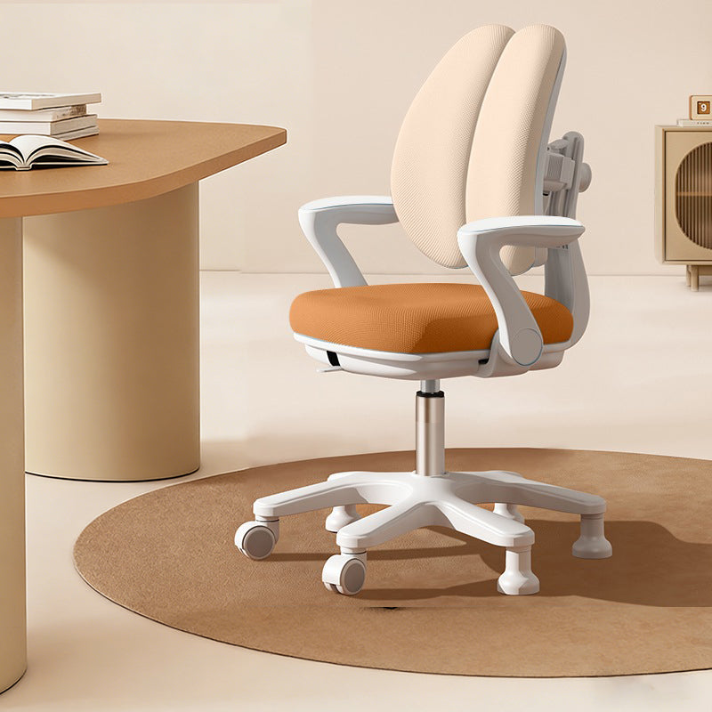 Contemporary Kids Desk Chair with Curved Rabbit-Ear Backrest, PP Mesh Fabric, Height-Adjustable, Armrests – Suitable for Home or Office