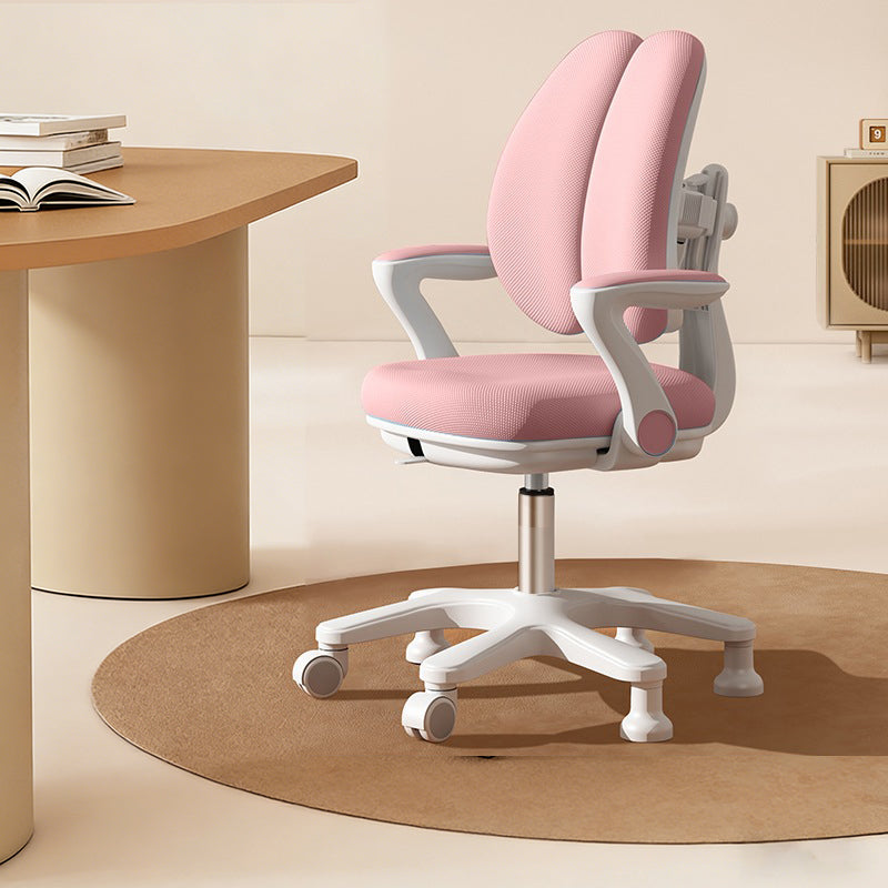 Contemporary Kids Desk Chair with Curved Rabbit-Ear Backrest, PP Mesh Fabric, Height-Adjustable, Armrests – Suitable for Home or Office