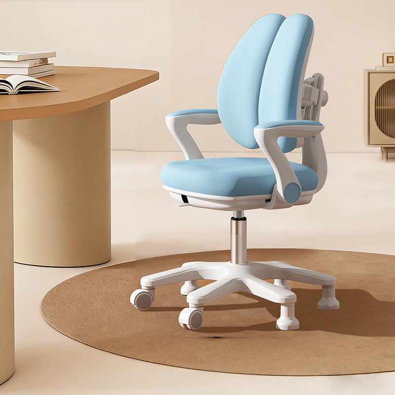 Contemporary Kids Desk Chair with Curved Rabbit-Ear Backrest, PP Mesh Fabric, Height-Adjustable, Armrests – Suitable for Home or Office