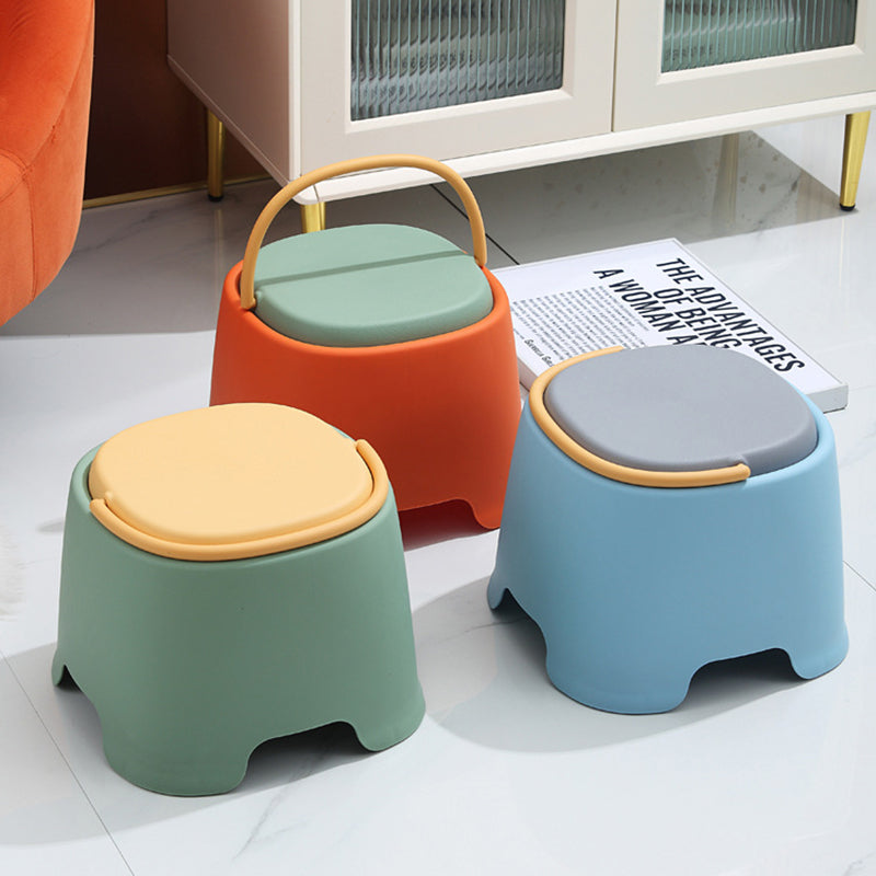 Modern Cylindrical PP Kids' Low Stool - Portable, Backless & Armless, Ideal for Living Room
