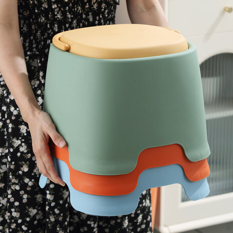 Modern Cylindrical PP Kids' Low Stool - Portable, Backless & Armless, Ideal for Living Room