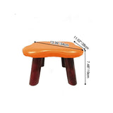 Contemporary Four-Leaf Clover Kids Stool — Solid Wood, Faux Oil-Waxed Leather, Low, Backless & Armless, Living Room Accent