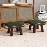 Contemporary Four-Leaf Clover Kids Stool — Solid Wood, Faux Oil-Waxed Leather, Low, Backless & Armless, Living Room Accent