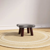 Contemporary Four-Leaf Clover Kids Stool — Solid Wood, Faux Oil-Waxed Leather, Low, Backless & Armless, Living Room Accent