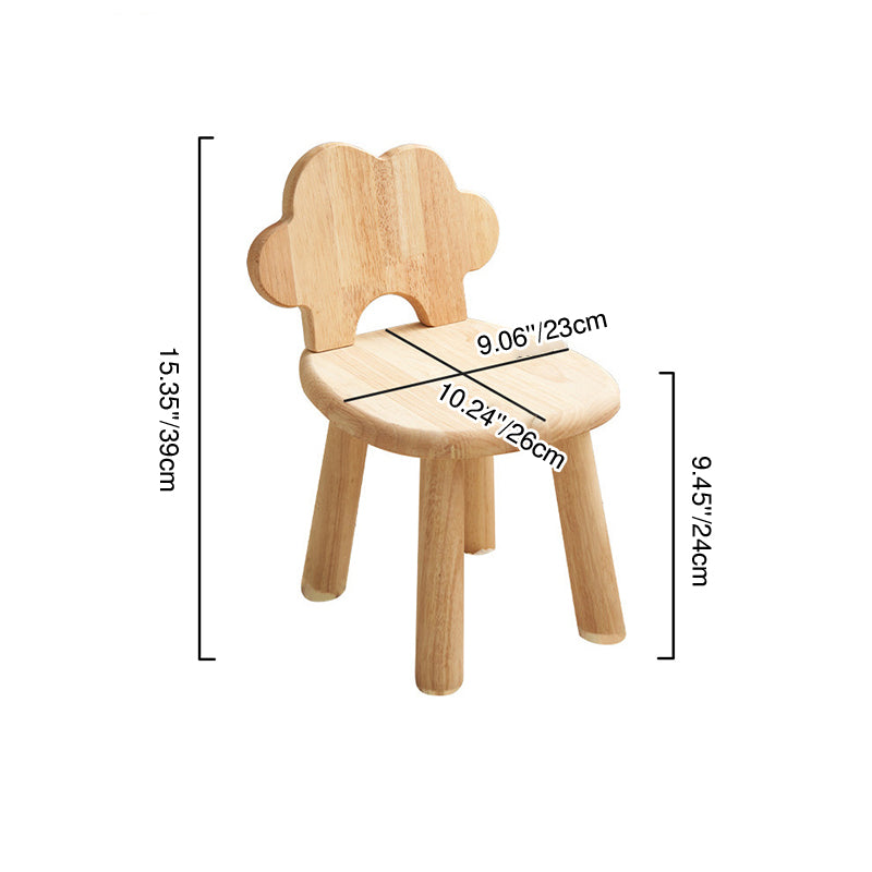 Contemporary Cloud-Shaped Cylindrical Kids Stool - Rubberwood and Multi-Layer Plywood, Low-Profile, Armless, For Living Room
