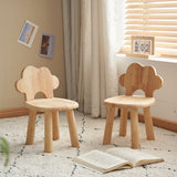 Contemporary Cloud-Shaped Cylindrical Kids Stool - Rubberwood and Multi-Layer Plywood, Low-Profile, Armless, For Living Room