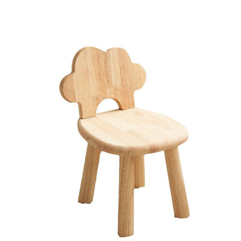 Contemporary Cloud-Shaped Cylindrical Kids Stool - Rubberwood and Multi-Layer Plywood, Low-Profile, Armless, For Living Room