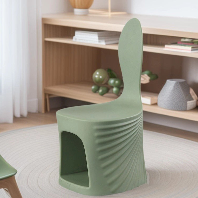 Contemporary Wave-Shell Design PE Kids Dining Chair, Armless, for Dining Room & Kitchen