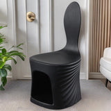 Contemporary Wave-Shell Design PE Kids Dining Chair, Armless, for Dining Room & Kitchen