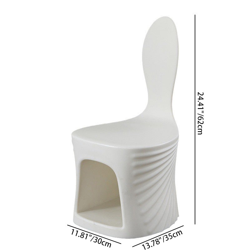 Contemporary Wave-Shell Design PE Kids Dining Chair, Armless, for Dining Room & Kitchen