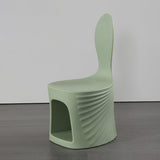 Contemporary Wave-Shell Design PE Kids Dining Chair, Armless, for Dining Room & Kitchen