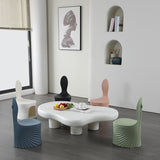 Contemporary Wave-Shell Design PE Kids Dining Chair, Armless, for Dining Room & Kitchen