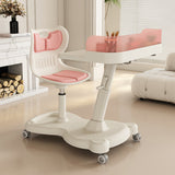 Modern Minimalist Rectangular Kids Desk & Chair Set with Mesh Backrest, Height-Adjustable Iron & PP Frame for Home Office