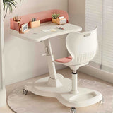 Modern Minimalist Rectangular Kids Desk & Chair Set with Mesh Backrest, Height-Adjustable Iron & PP Frame for Home Office