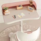 Modern Minimalist Rectangular Kids Desk & Chair Set with Mesh Backrest, Height-Adjustable Iron & PP Frame for Home Office