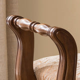 Classic Vintage Solid Wood Vanity Stool – Square Padded Seat with Patterned Upholstery and Low Back for the Bedroom