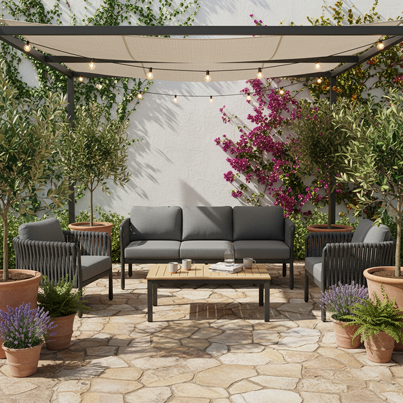 Stylish Modern Outdoor Rope Sofa – 1/2/3-Seater for Balcony & Patio